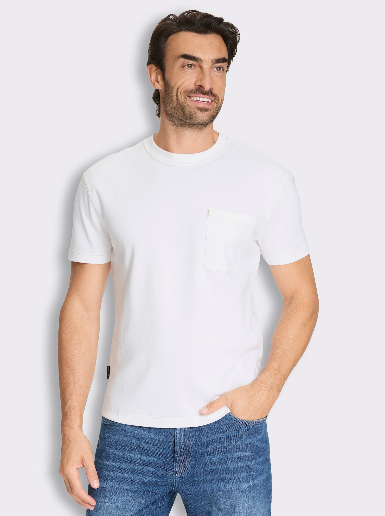 Marco Donati Kurzarmshirt in Interlock-Qualität - ecru