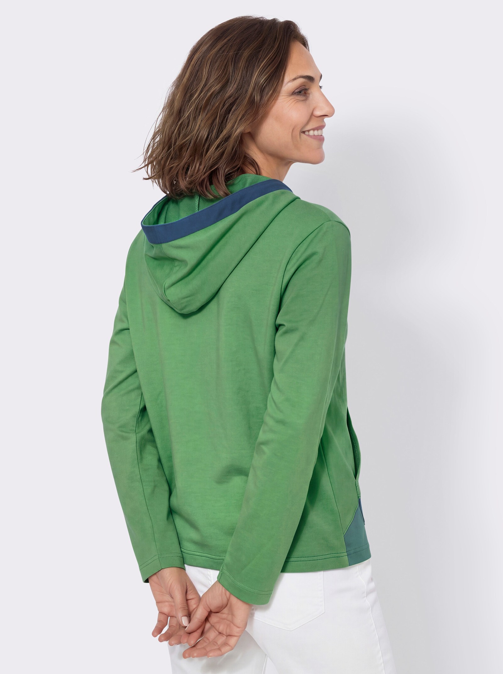 Sweatshirt mit Kapuze - apfel-jeansblau