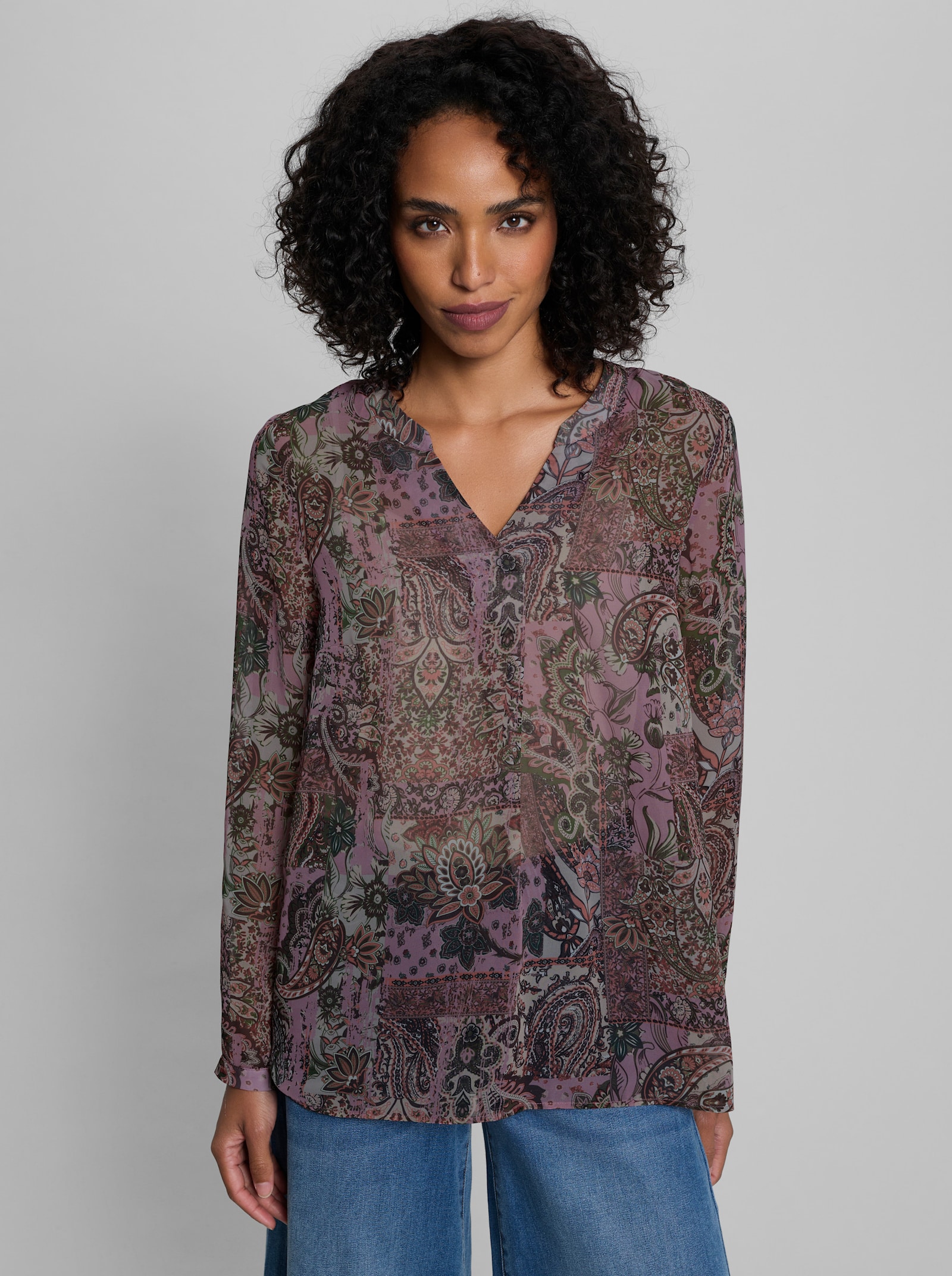 heine Druckbluse mit Paisley-Muster - hortensie-schoko-bedruckt