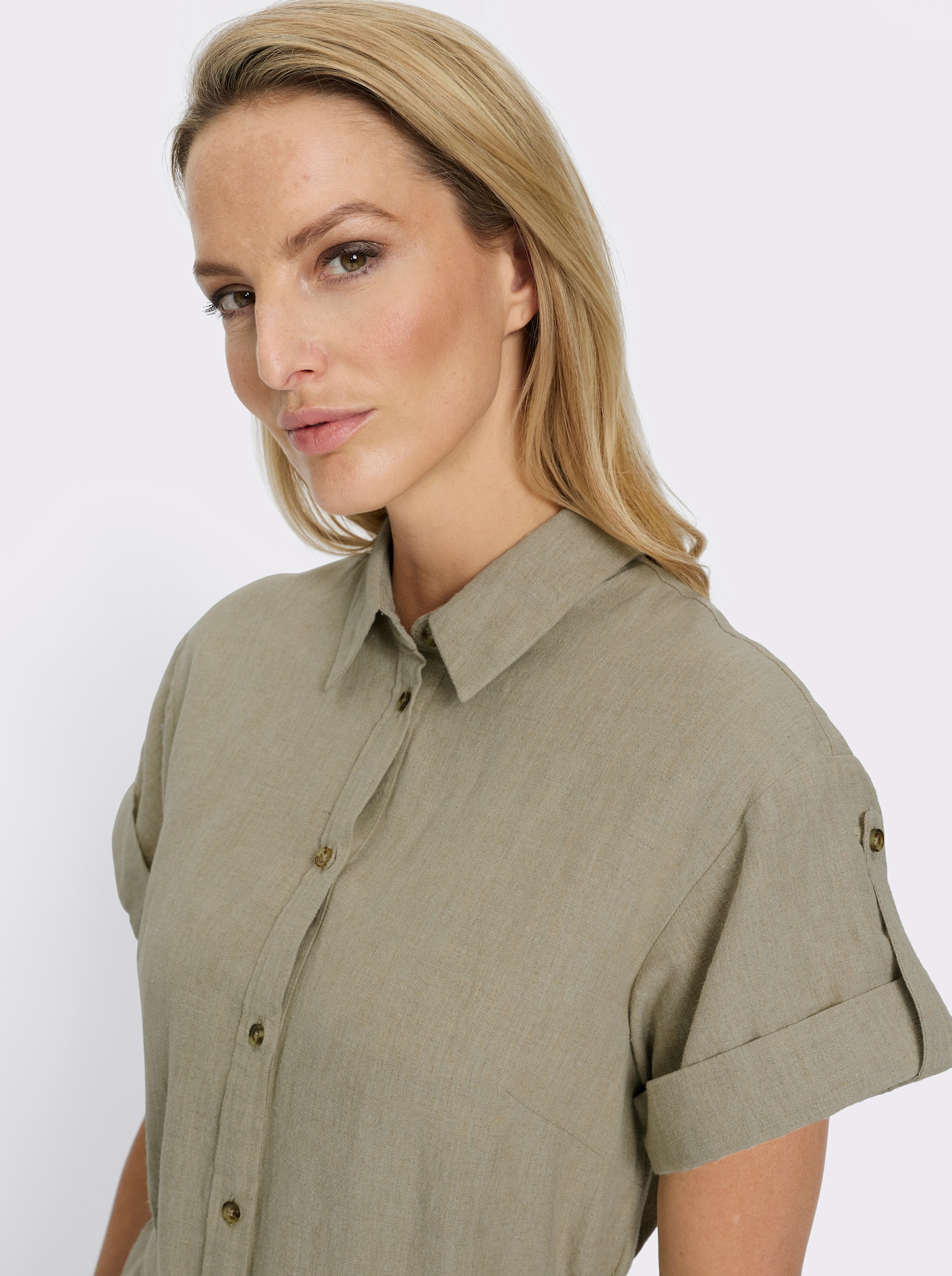 heine Sommerkleid in Leinen-Baumwoll-Mix - sand-meliert