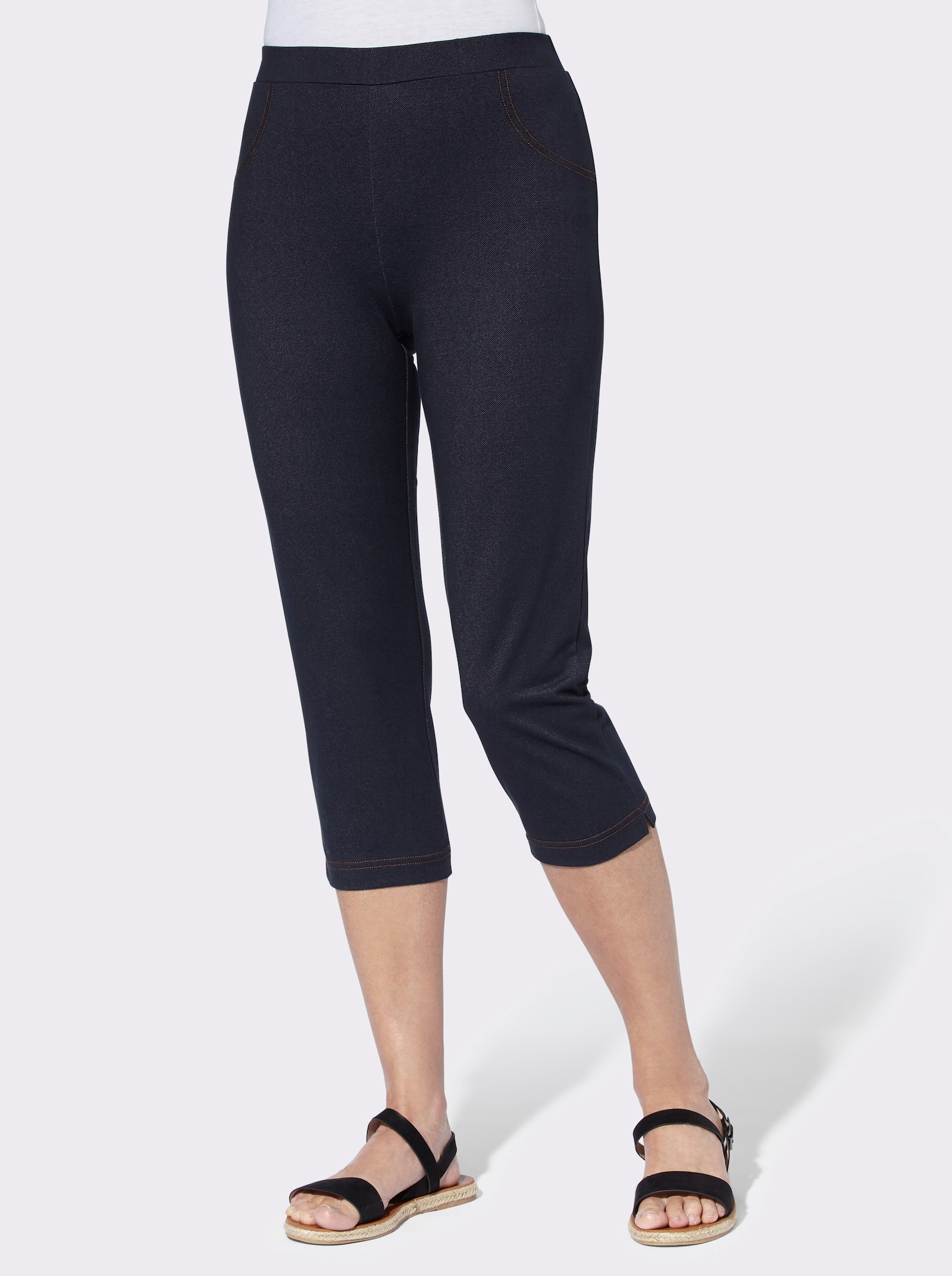 Capri nohavice, džínsový vzhľad - námornícka modrá