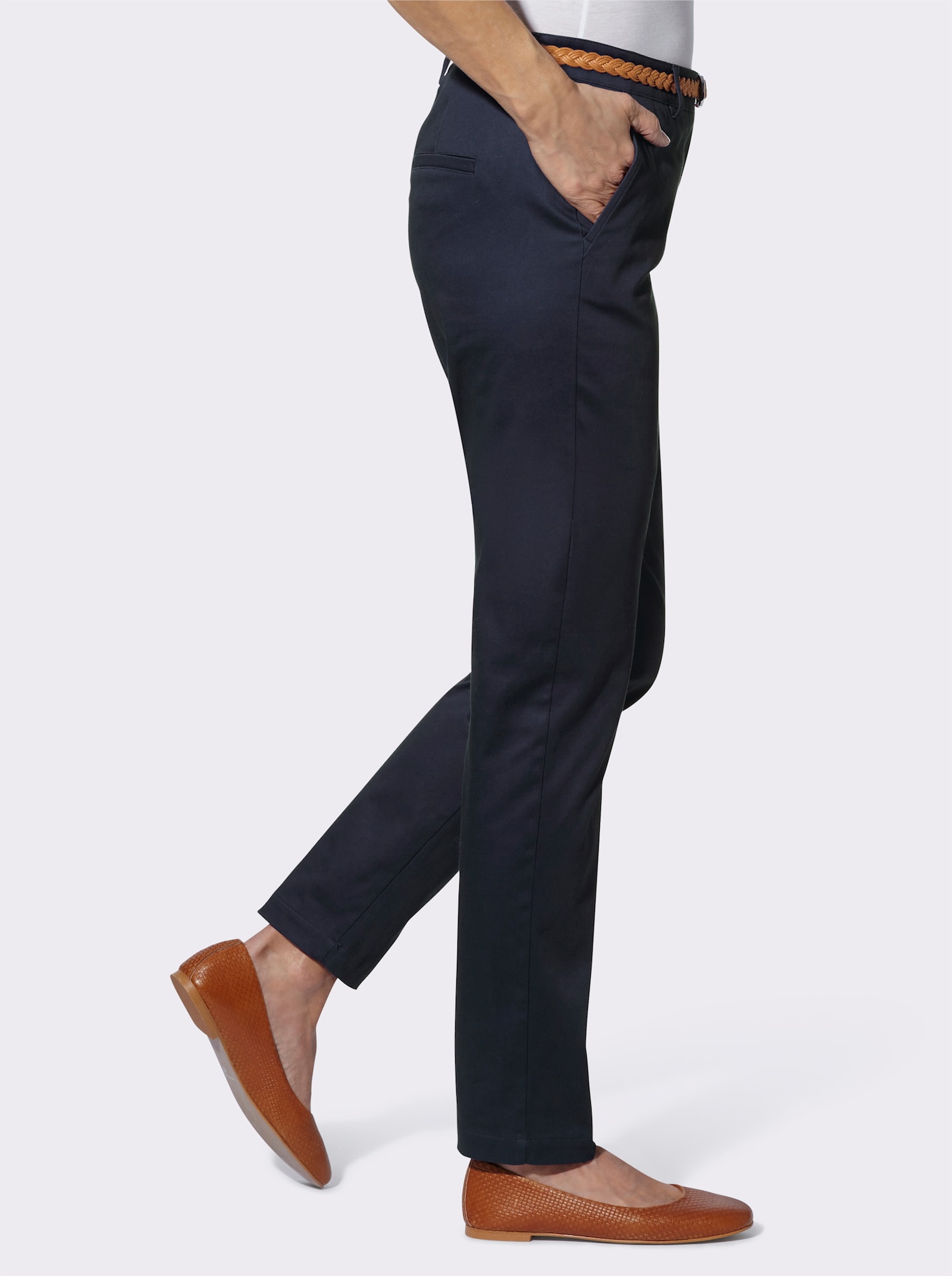 Chinohose inklusive Gürtel - marine