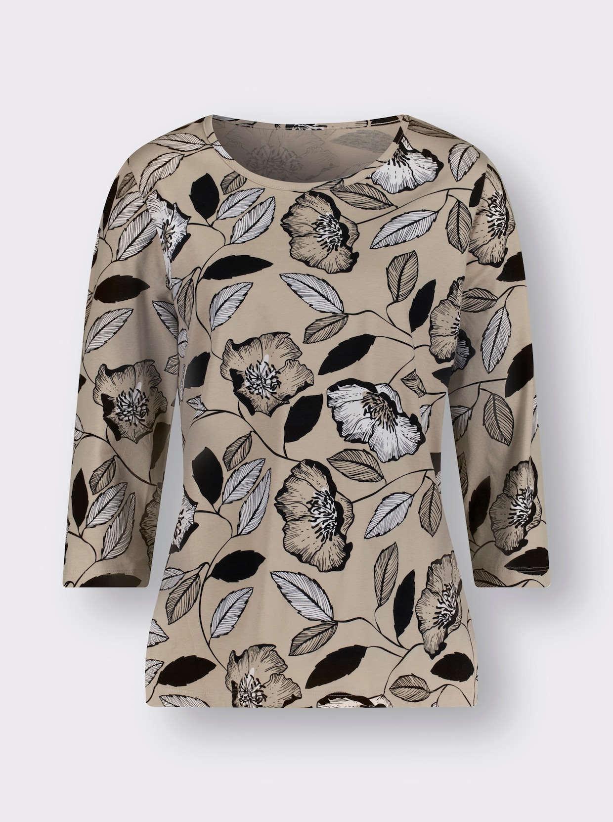 Shirt met 3/4-mouw - beige geprint