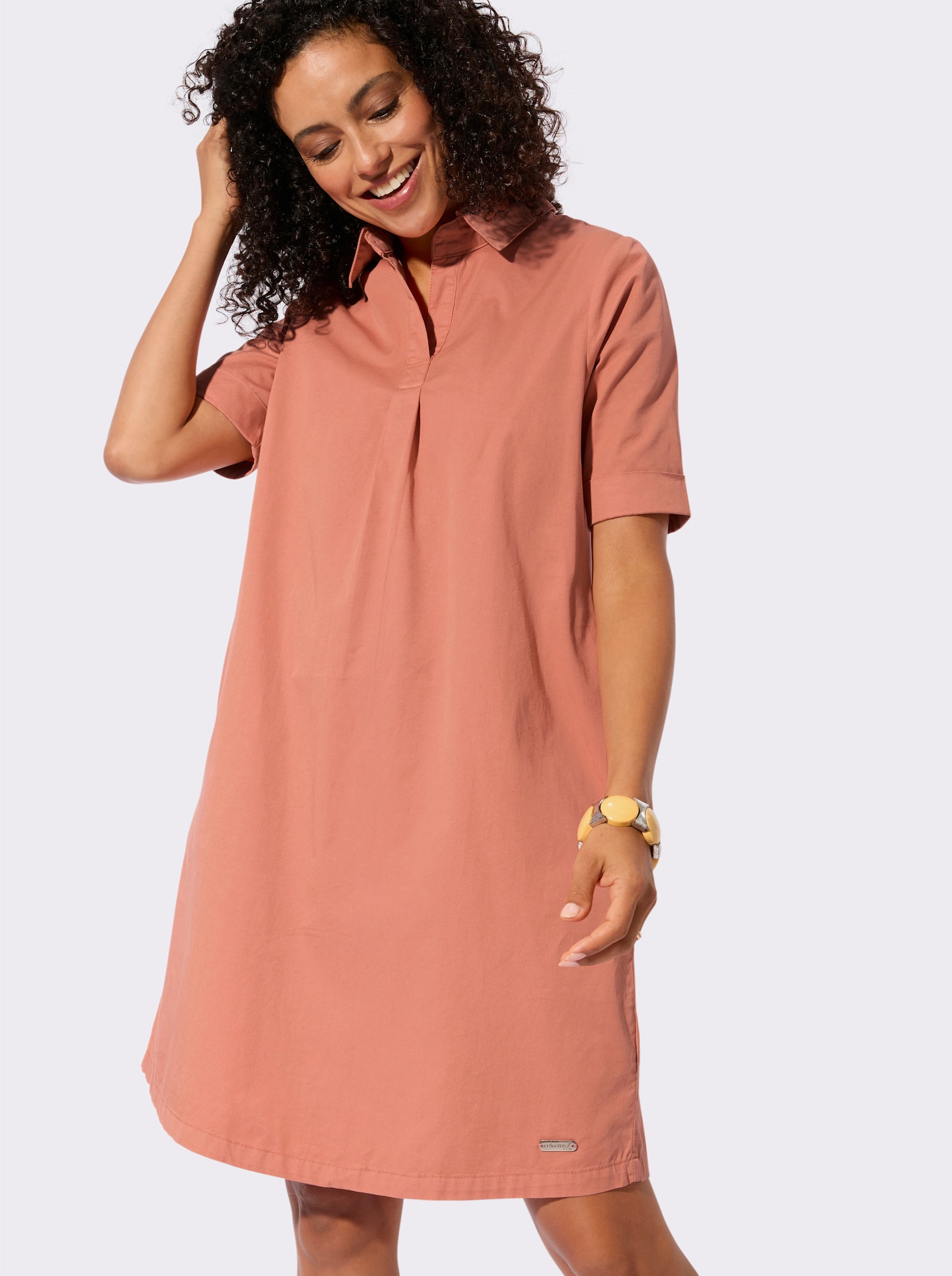 Jeanskleid in A-Form - papaya