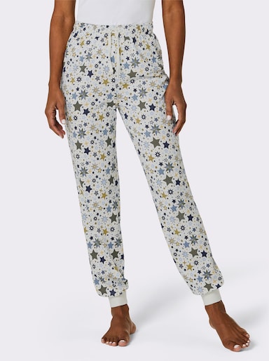 wäschepur Schlafanzug-Hose - ecru-himmelblau-bedruckt