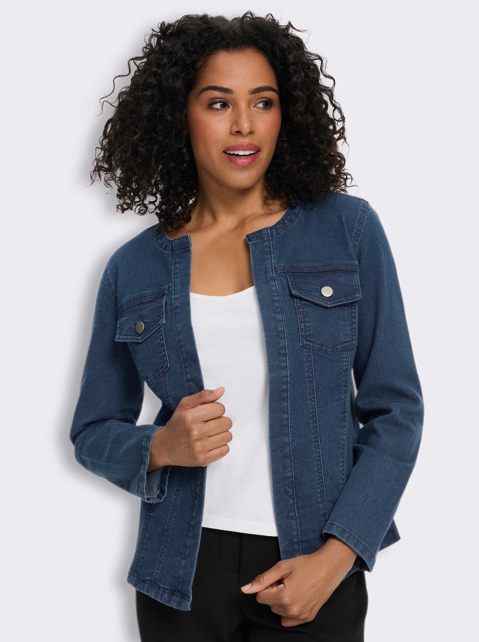 Jeansjack met borstzakken - blue-stonewashed