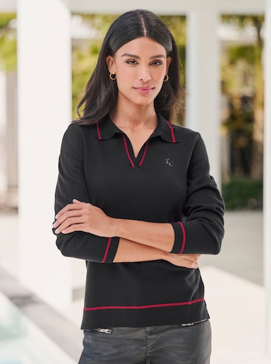 heine Langarm-Pullover mit Saum-Schlitzen - schwarz