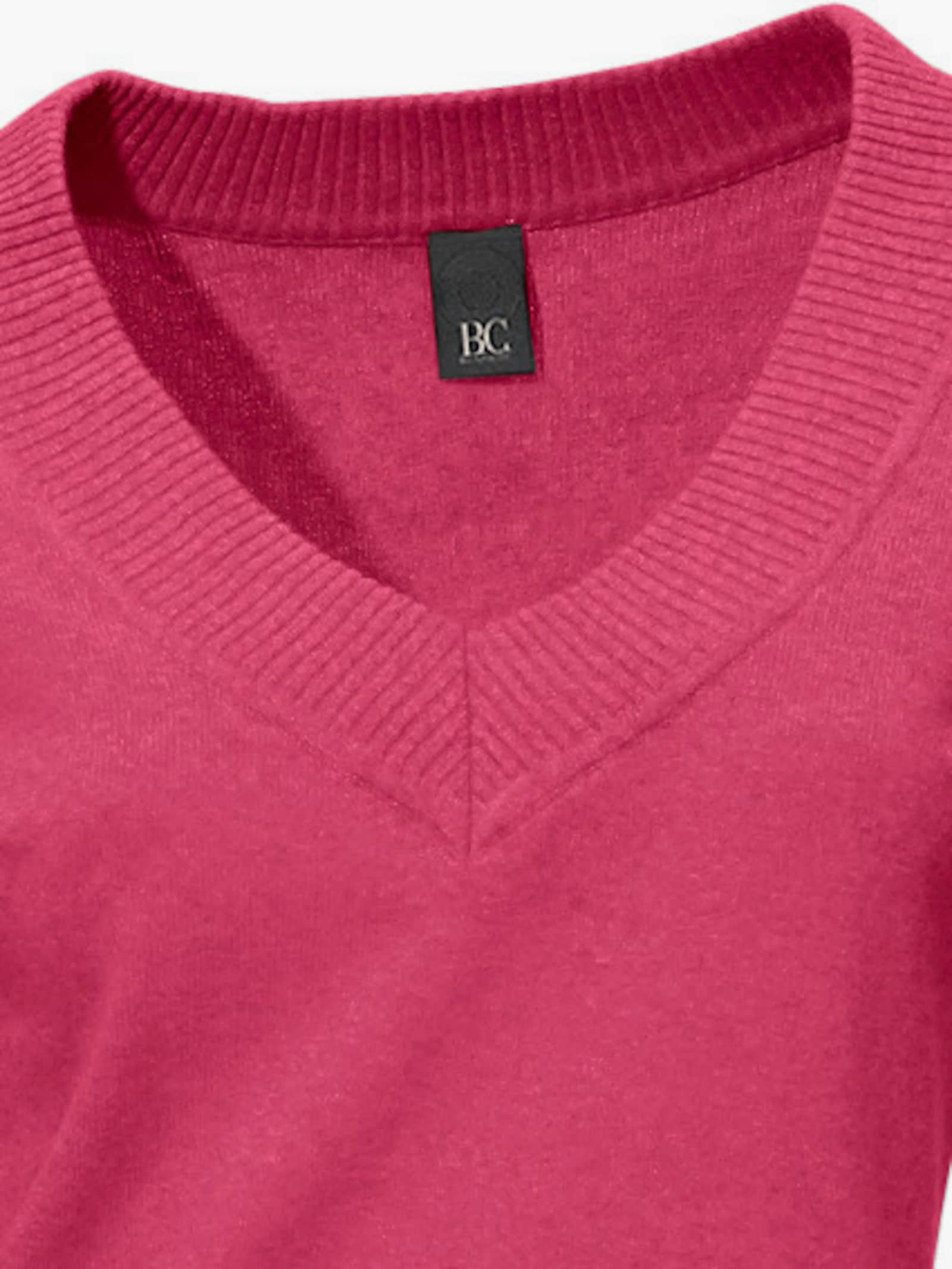 heine V-Ausschnitt-Pullover aus reiner Baumwolle - pink
