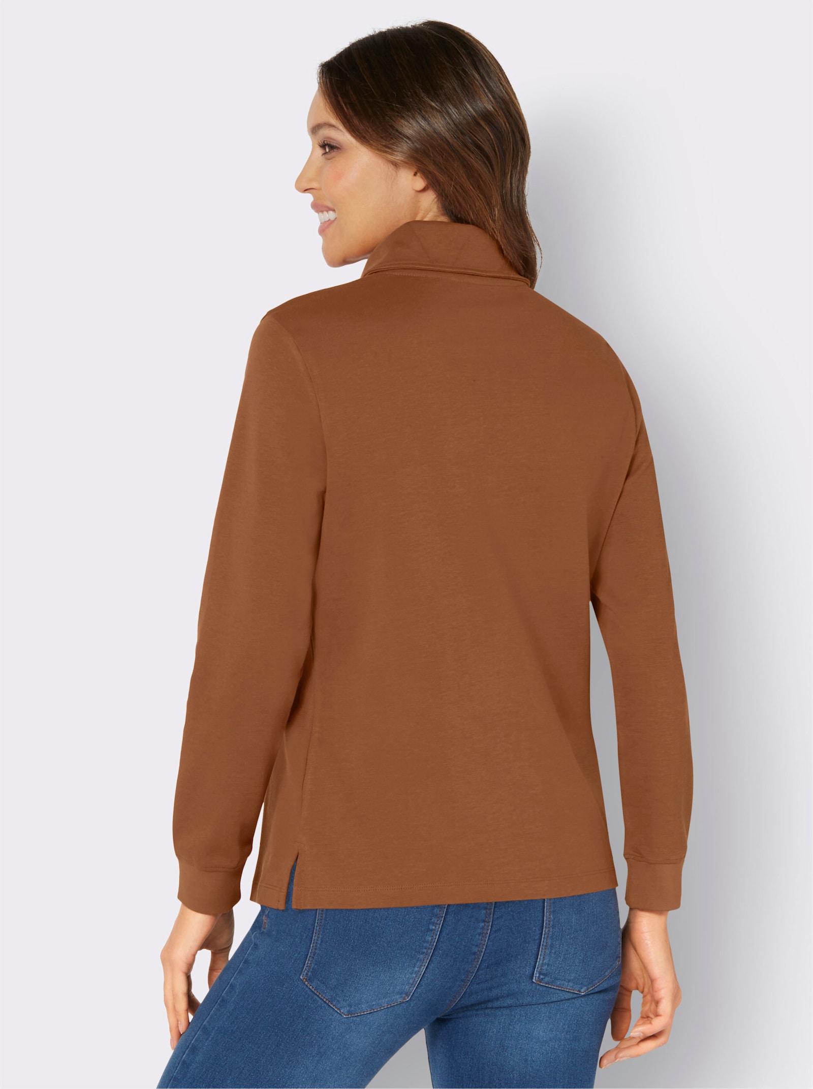 Sweatshirt mit Reissverschluss - cognac