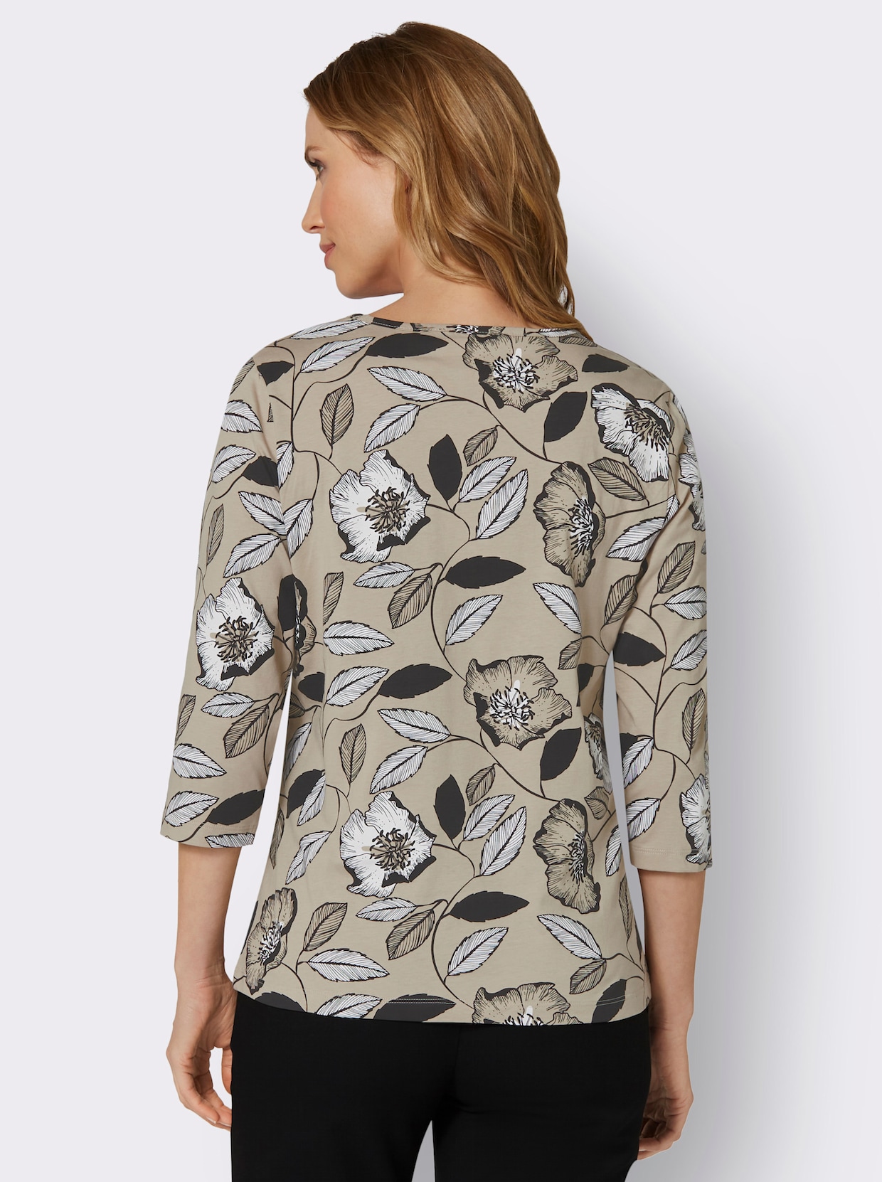 Shirt met 3/4-mouw - beige geprint