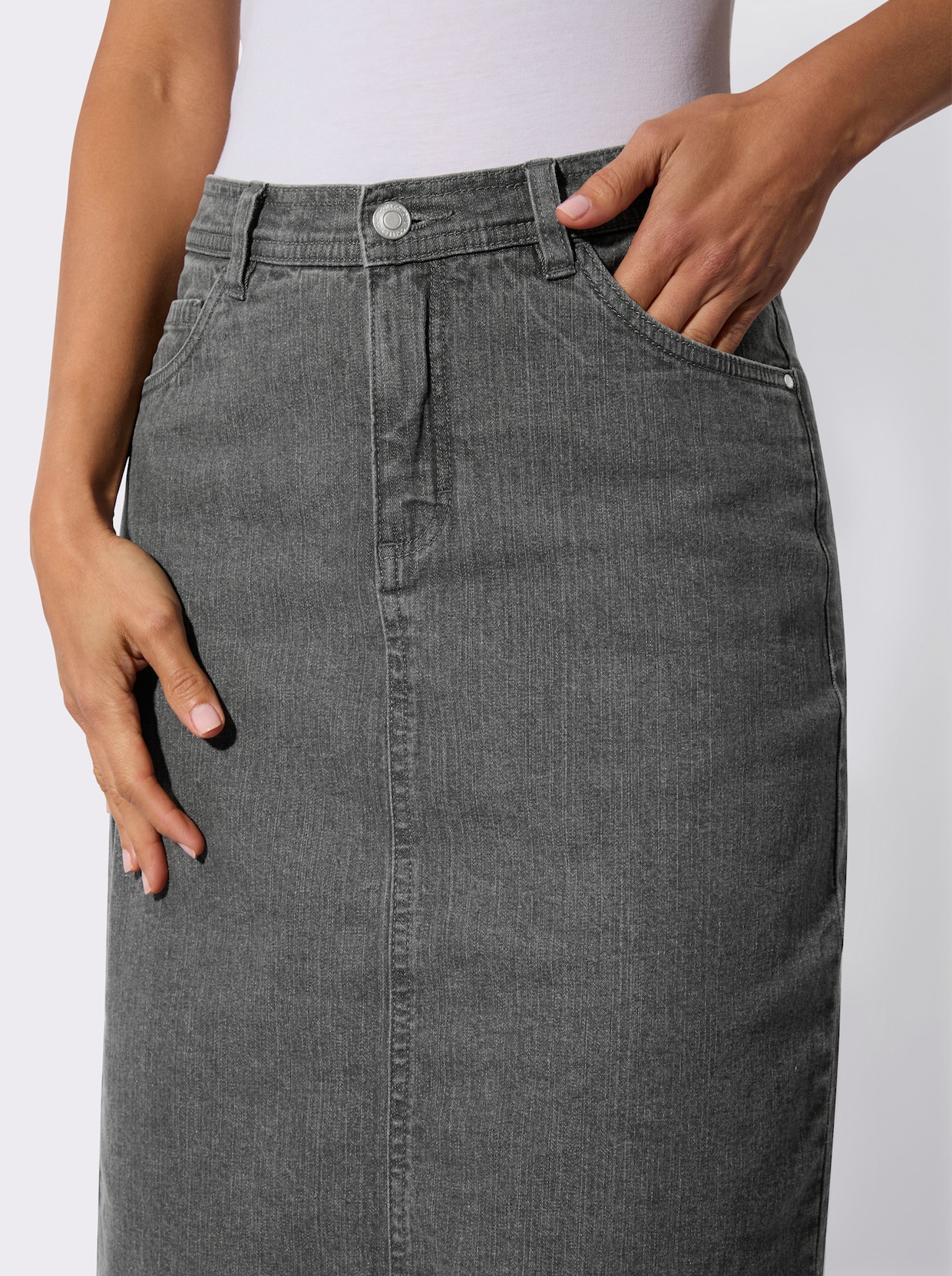 Jeansrock in 5-Pocket-Form - grey-denim
