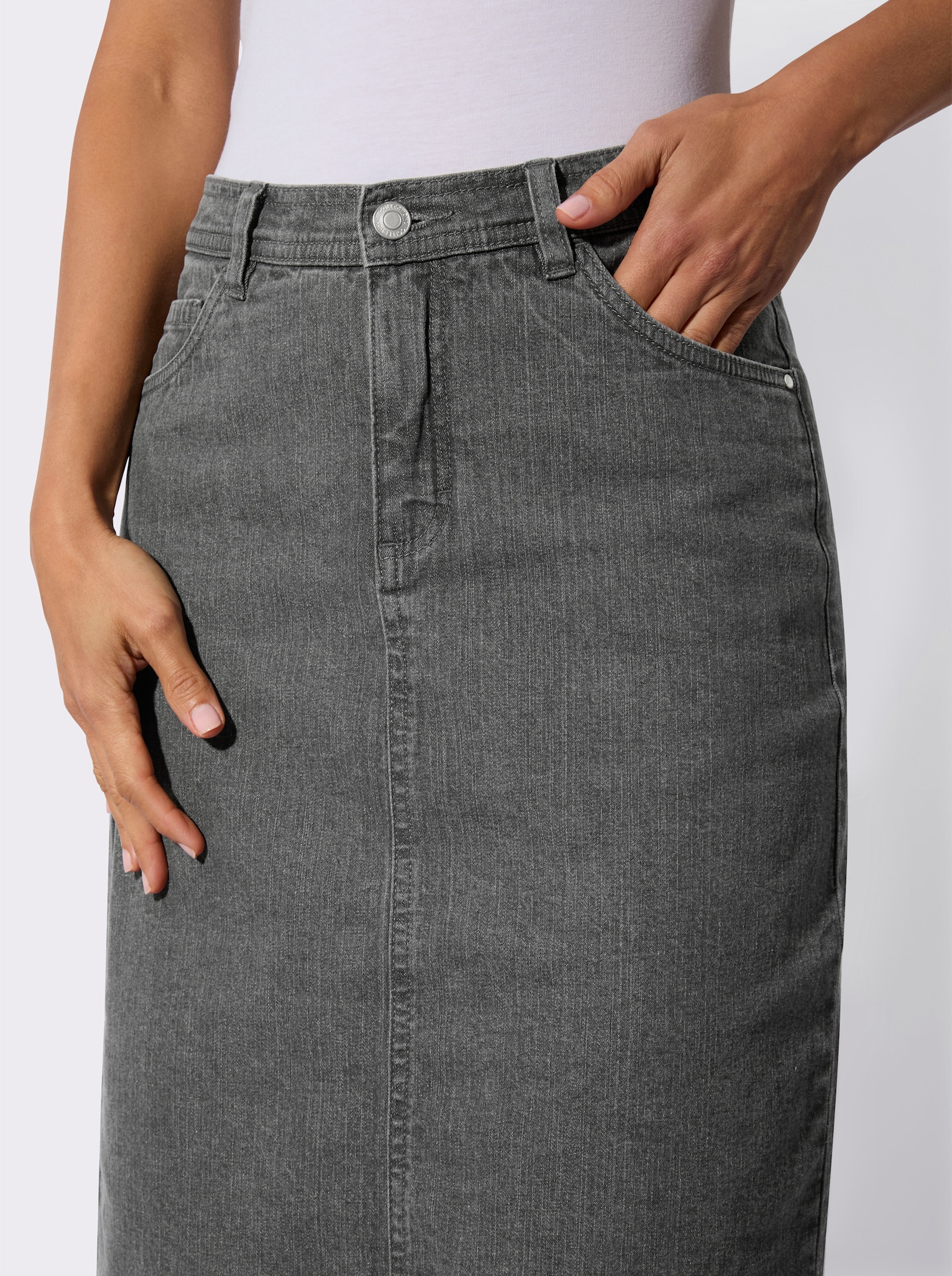 Jeansrock in 5-Pocket-Form - grey-denim
