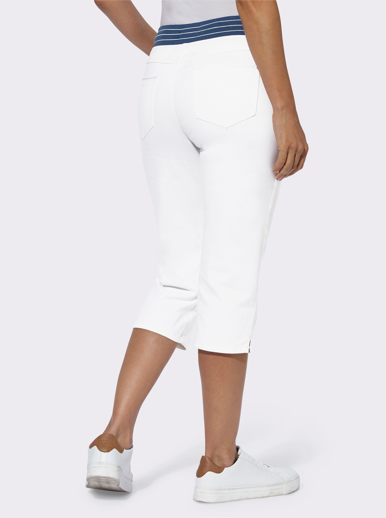 Capri-jeans met comfortband rondom - wit