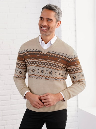 Pullover - beige-gemustert