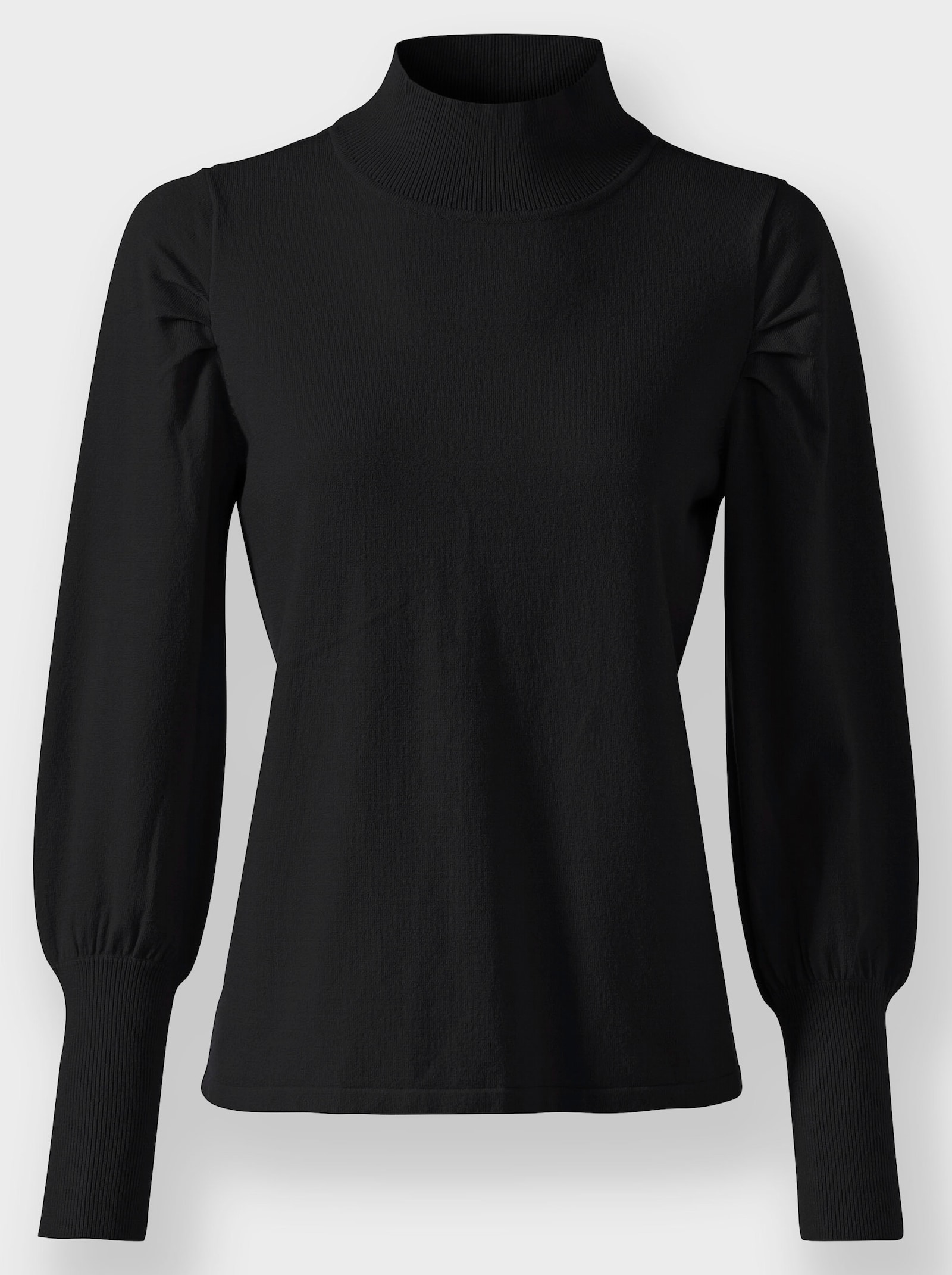 heine Feinstrickpullover mit langen Ballonärmeln - schwarz