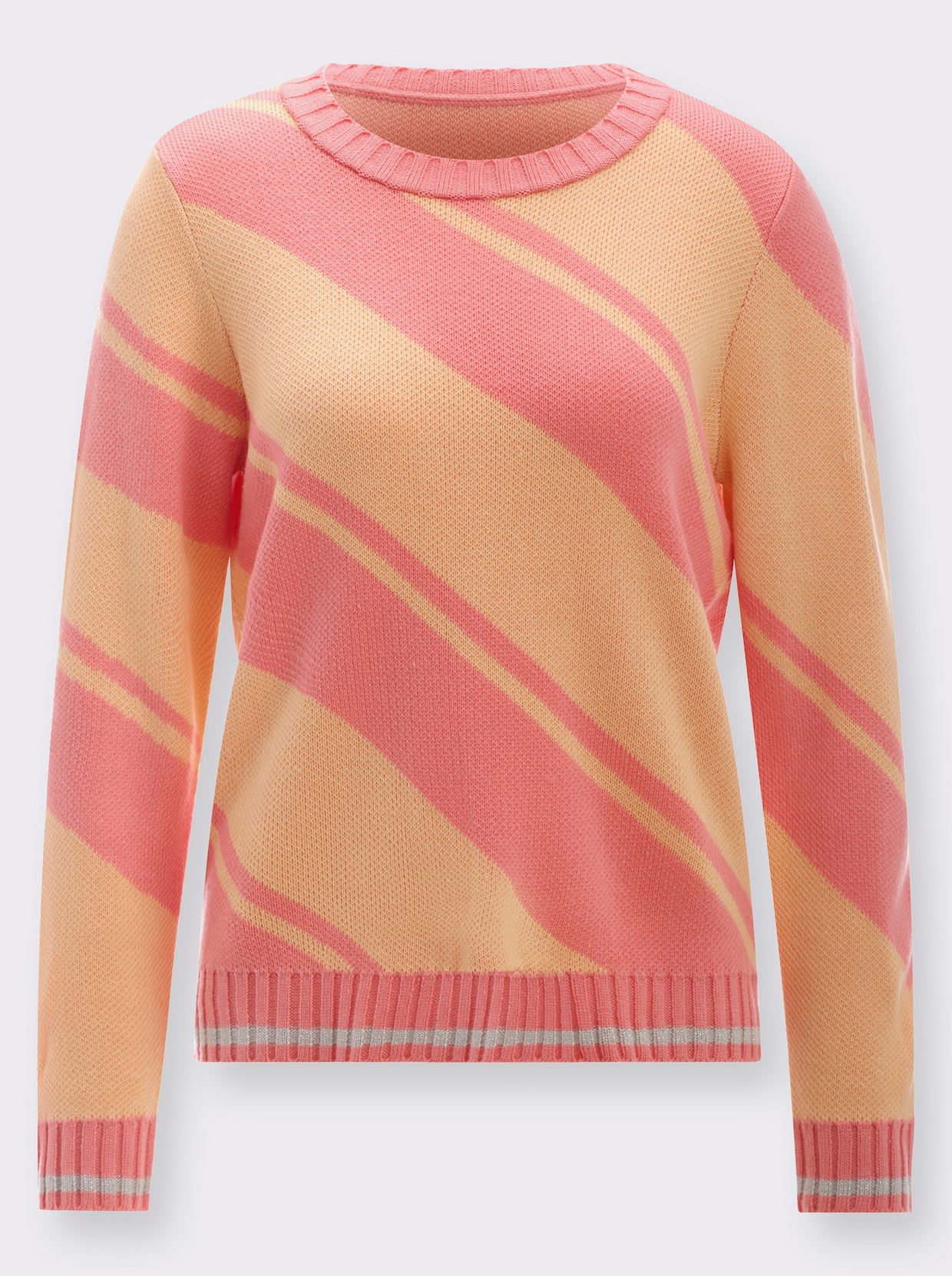 Langarm-Pullover - apricot-flamingo-gemustert