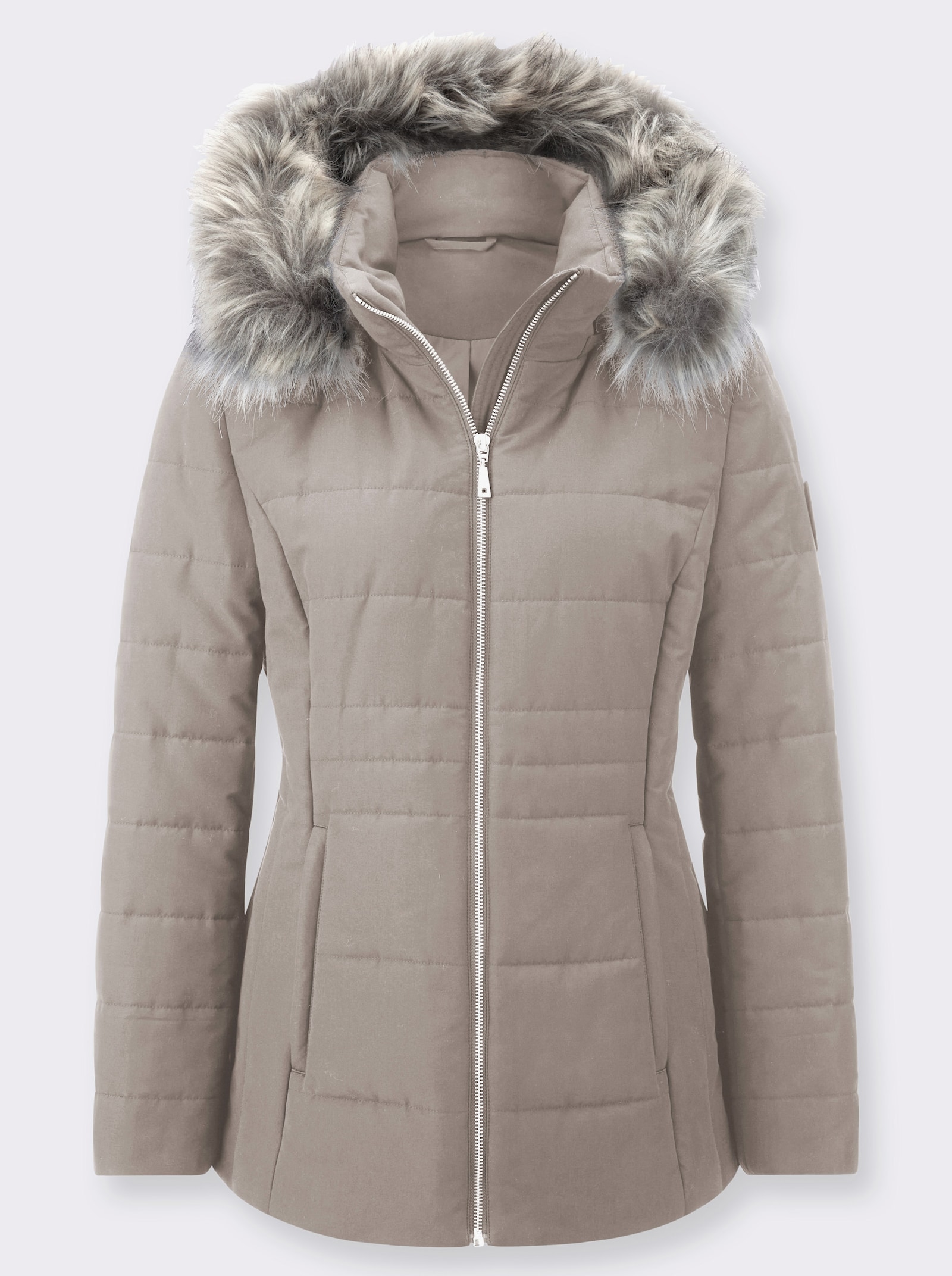 Outdoorjacke mit abnehmbarer Kapuze - taupe