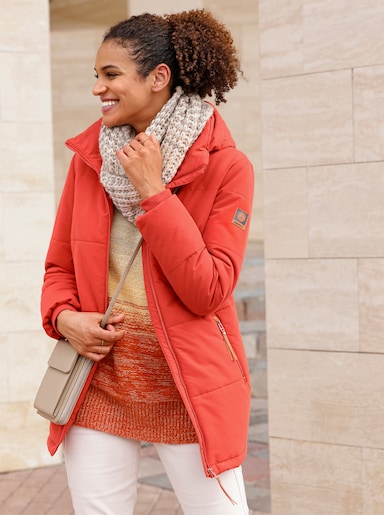 Outdoorjacke mit abnehmbarer Kapuze und Jersey-Bündchen - terra