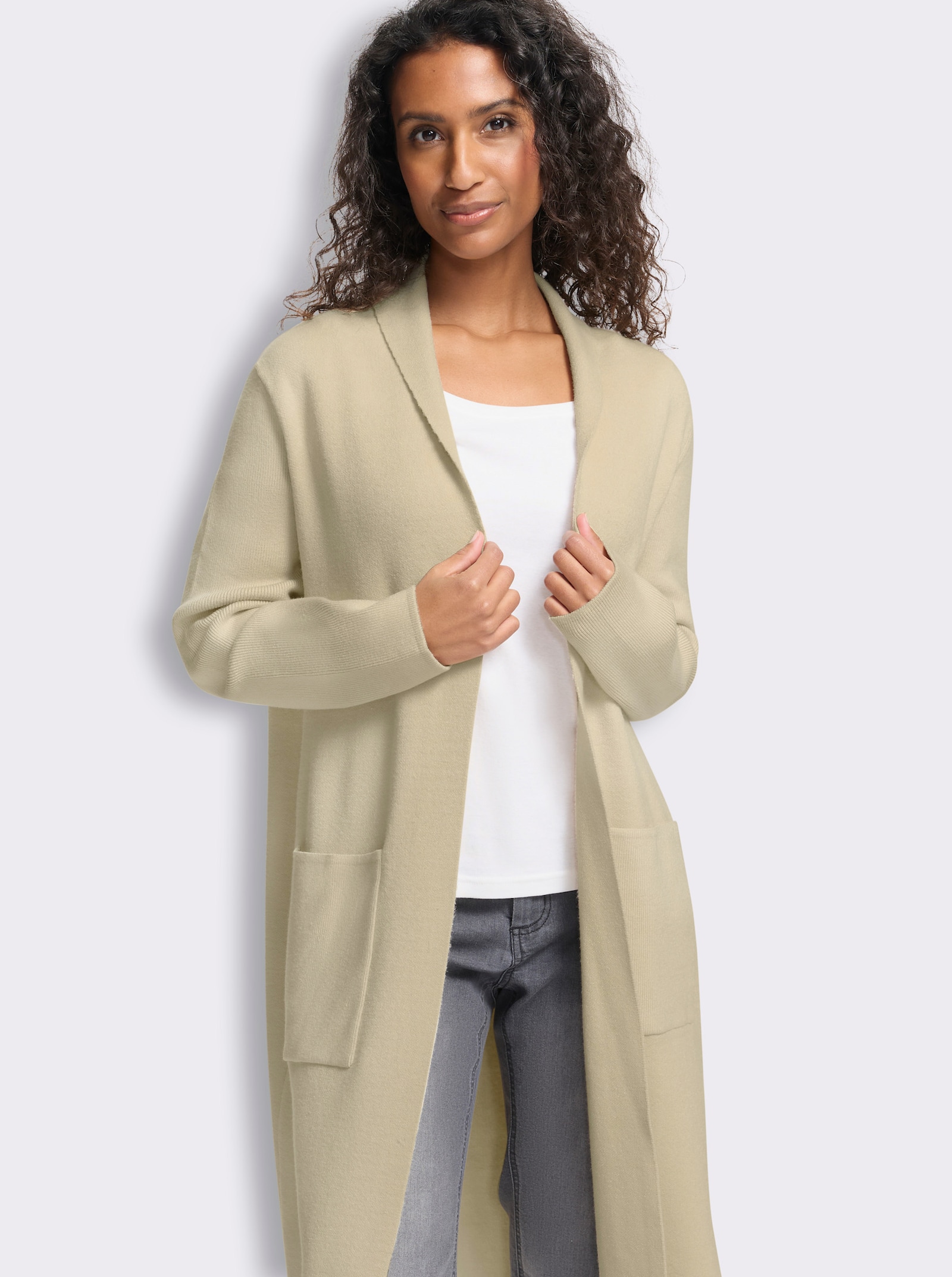 heine Strickjacke im Jacquard-Strick - sand
