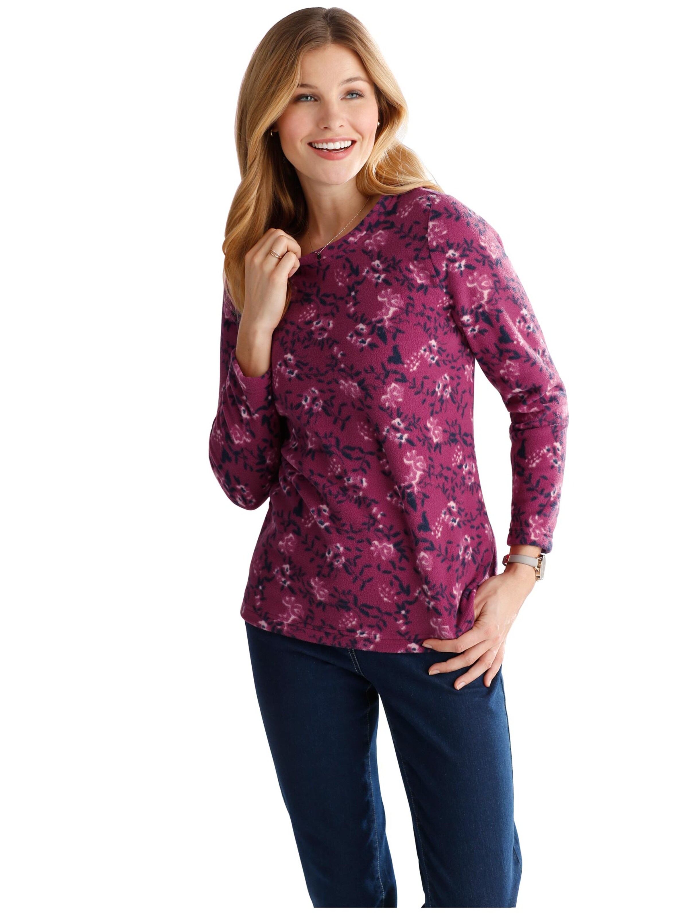 Fleece-Shirt - beere-bedruckt