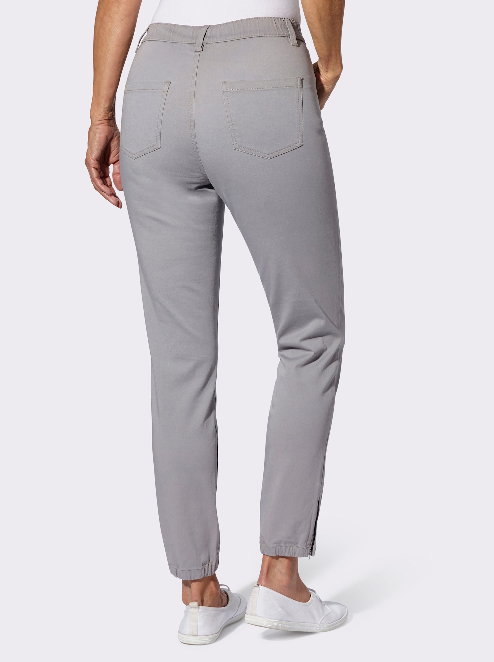 Jeans met ritssluiting aan de zoom - steengrijs