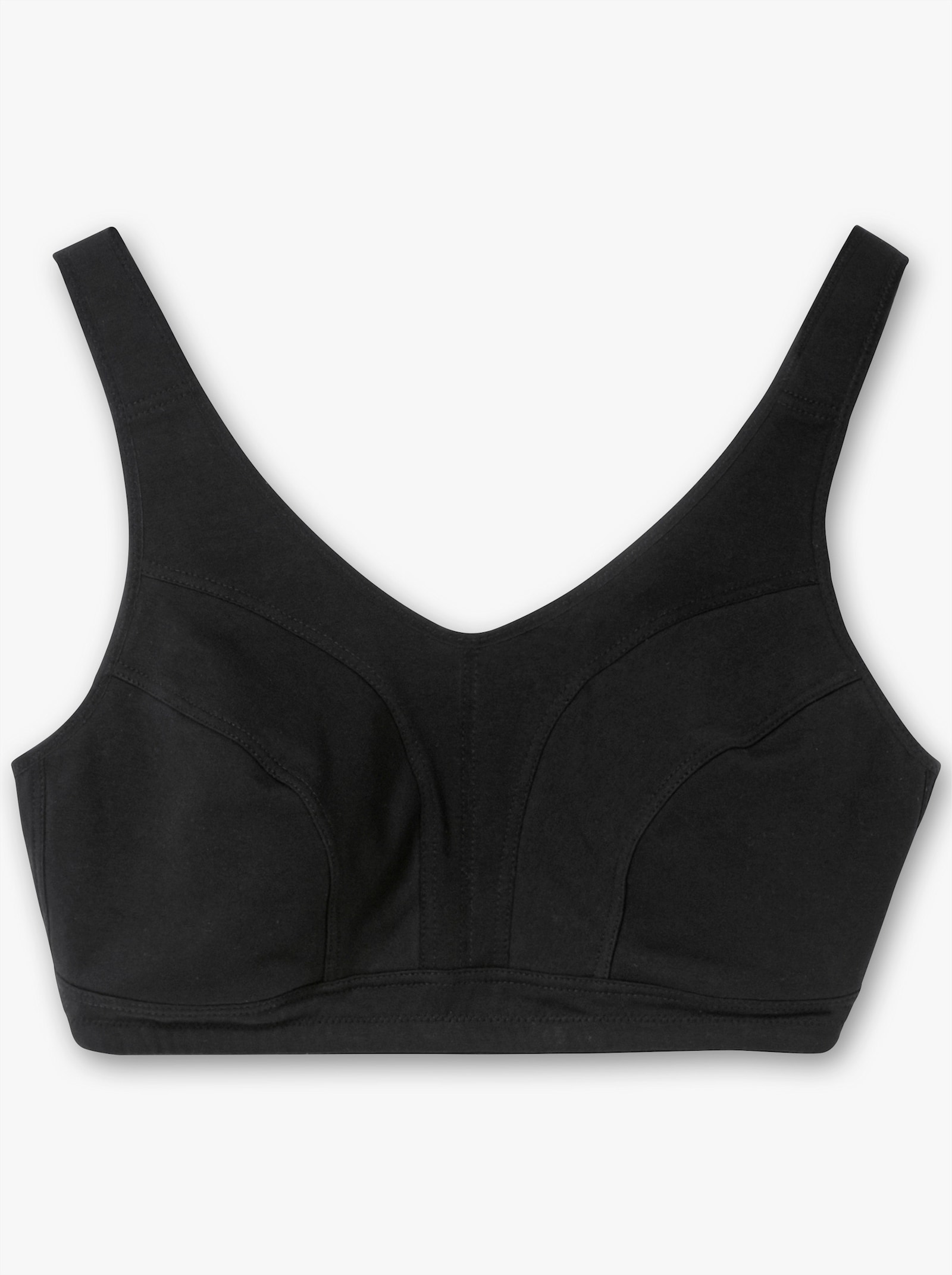 sheego Beha zonder beugel met mesh-inzetten - zwart