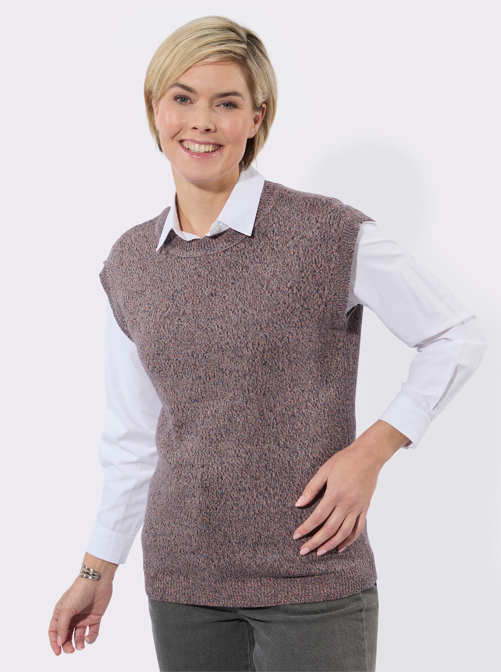 Pullunder in Melange-Optik - marine-papaya-meliert