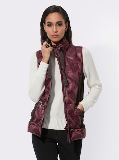 Steppweste mit Saum in 2-in-1-Optik - burgund-graphit