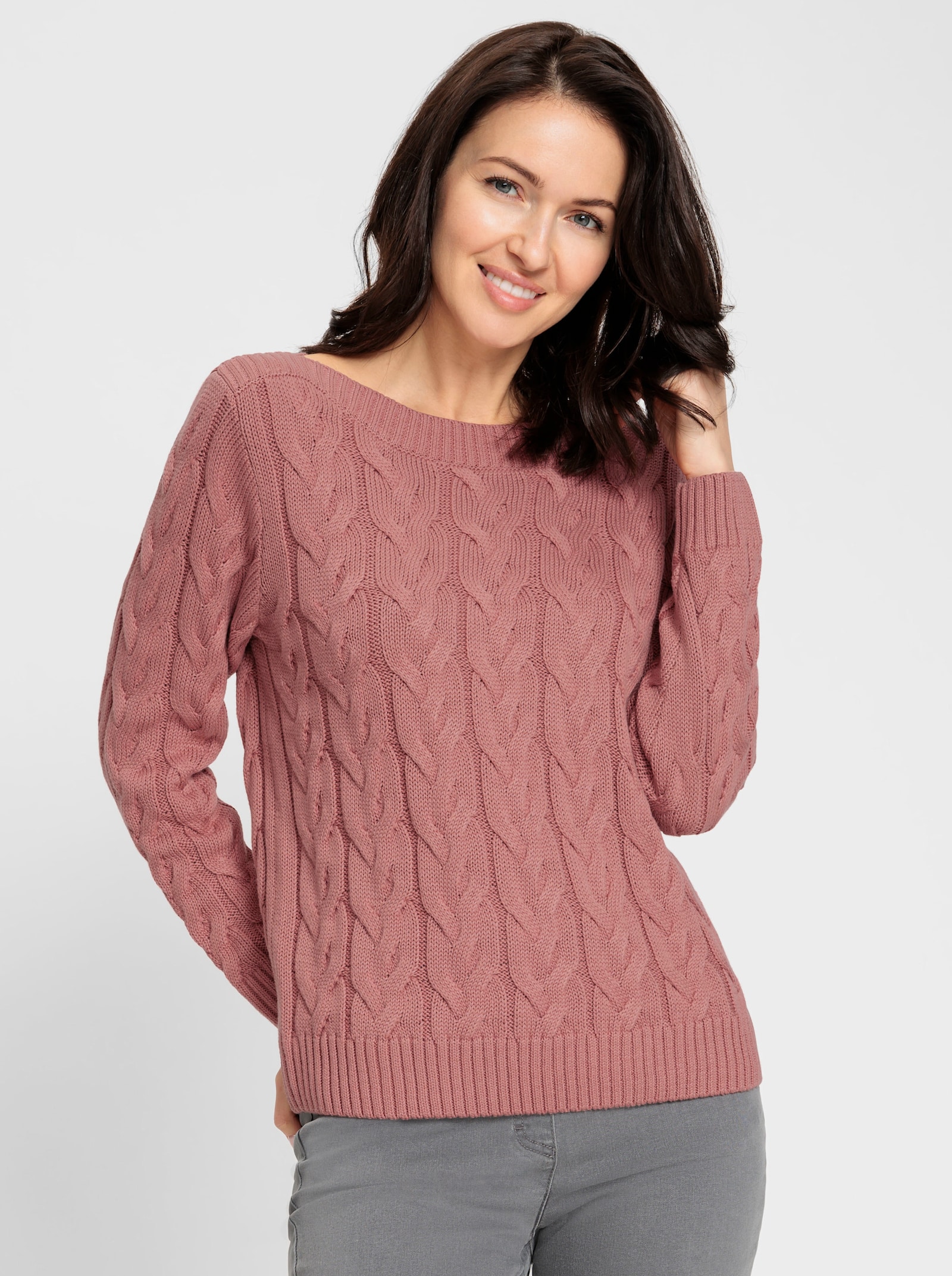 Pull avec encolure en U - bois de rose