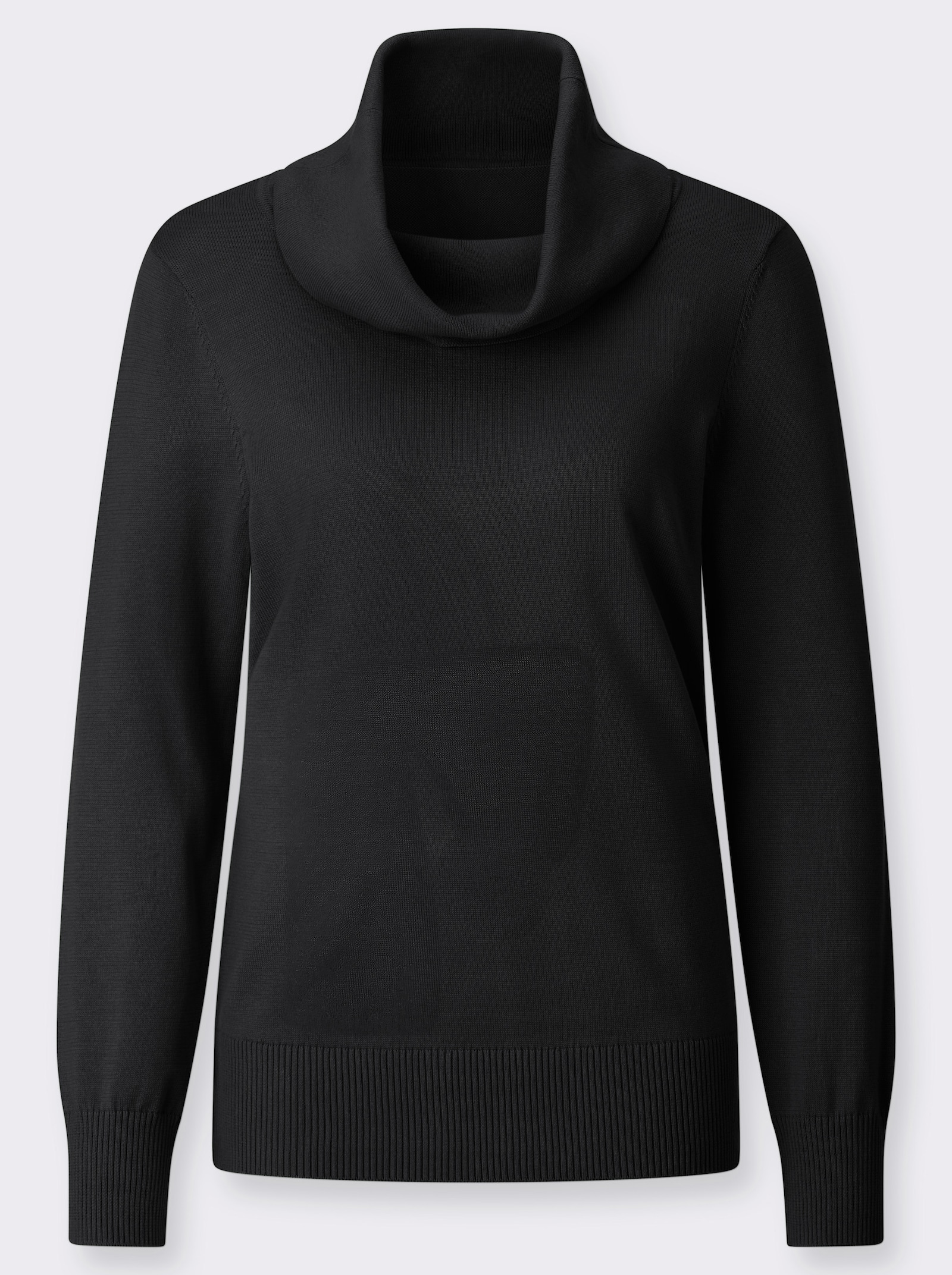 Rollkragenpullover aus weichem Feinstrick - schwarz