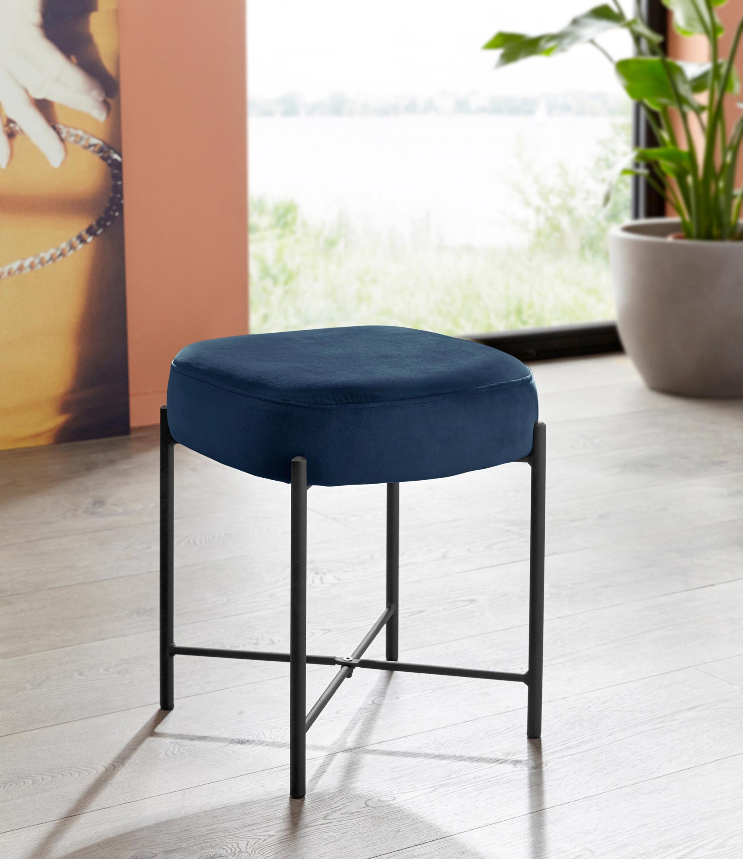 Möbel Bänke & Hocker INOSIGN Sitzhocker in blau/schwarz 