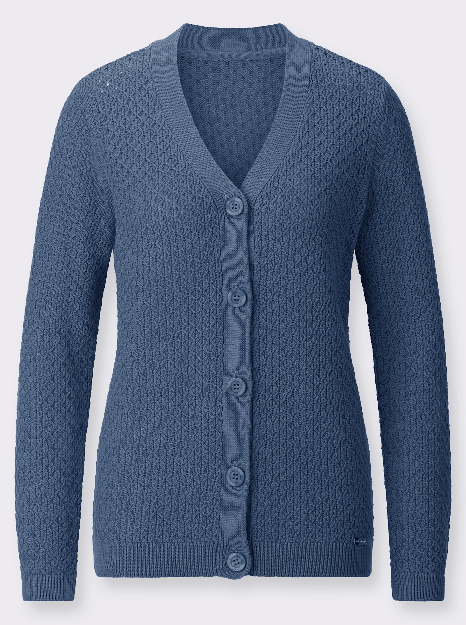 Strickjacke mit Rautenmuster - jeansblau