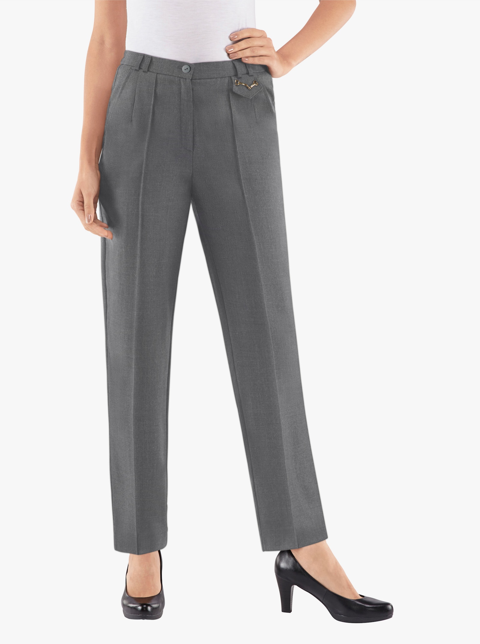 Come on Hose mit seitlichem Dehnbund - hellgrau-meliert