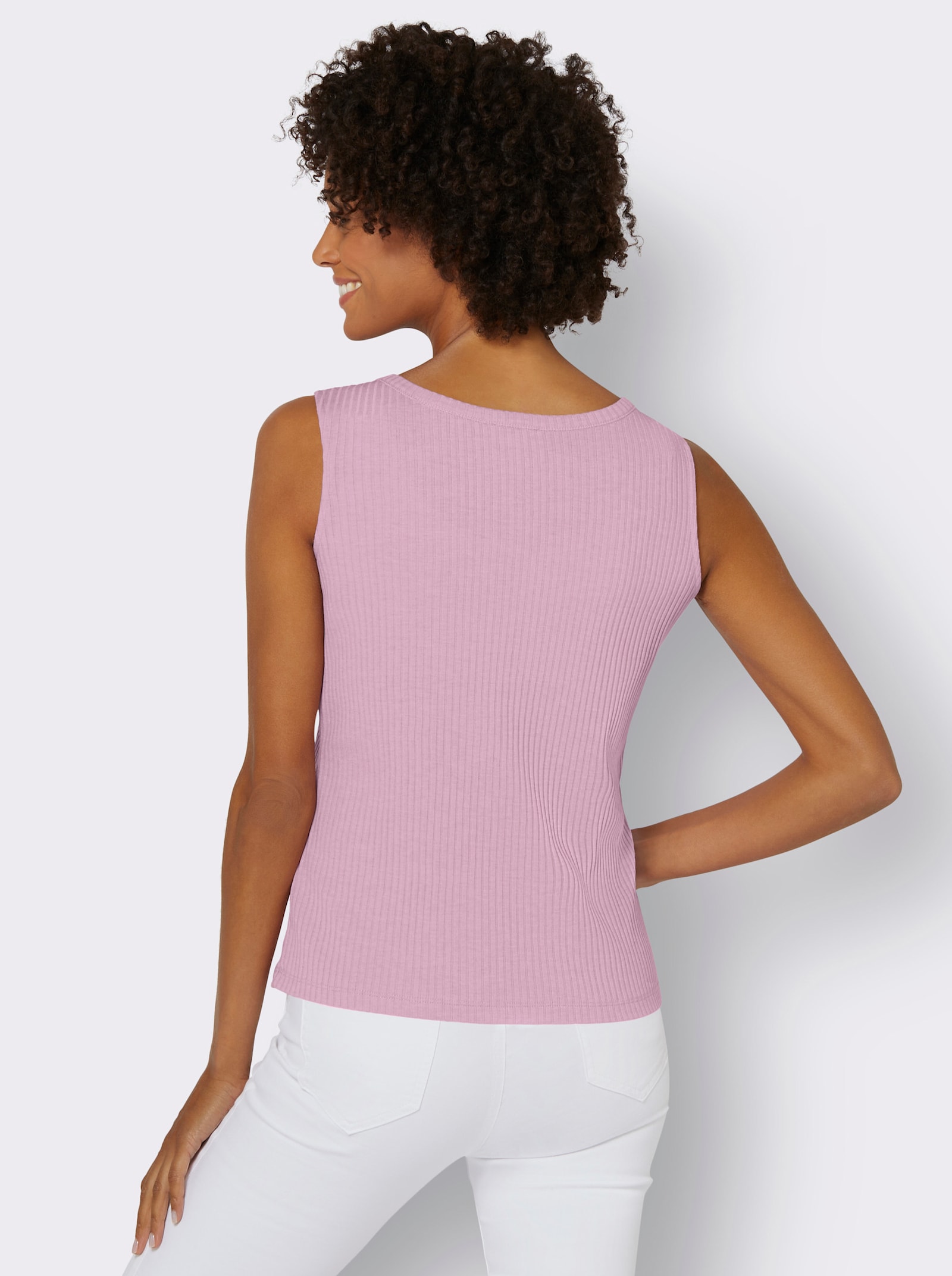 Shirttop in Ripp-Qualität - rosé