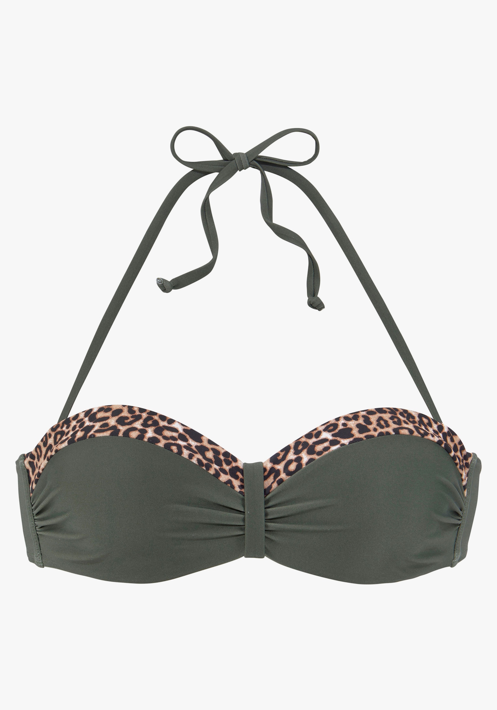 LASCANA Bügel-Bandeau-Bikini-Top - oliv-leo