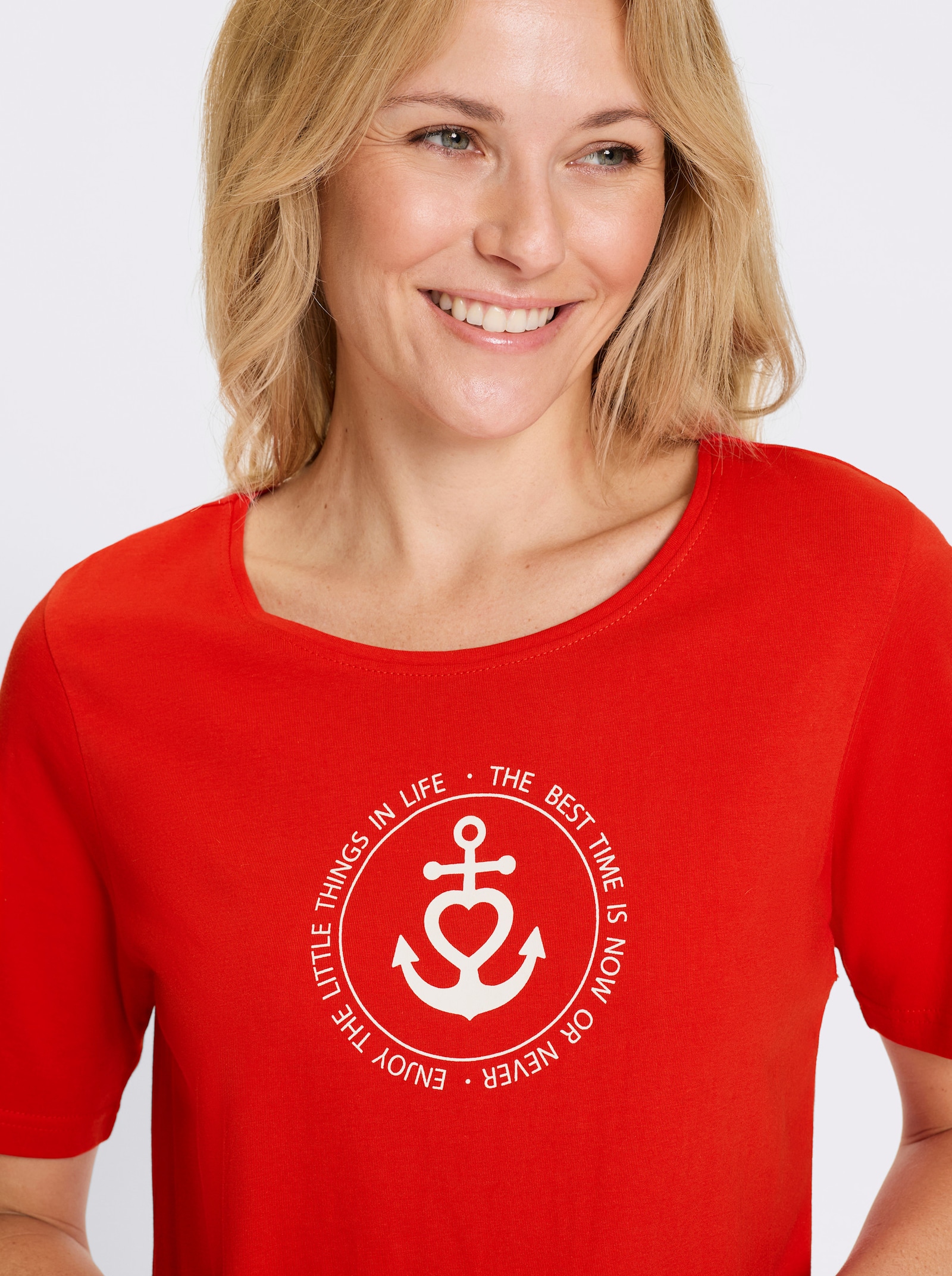 Shirt met korte mouwen in marinelook - rood