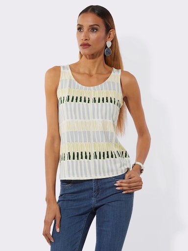 Shirttop - ecru-moos-bedruckt