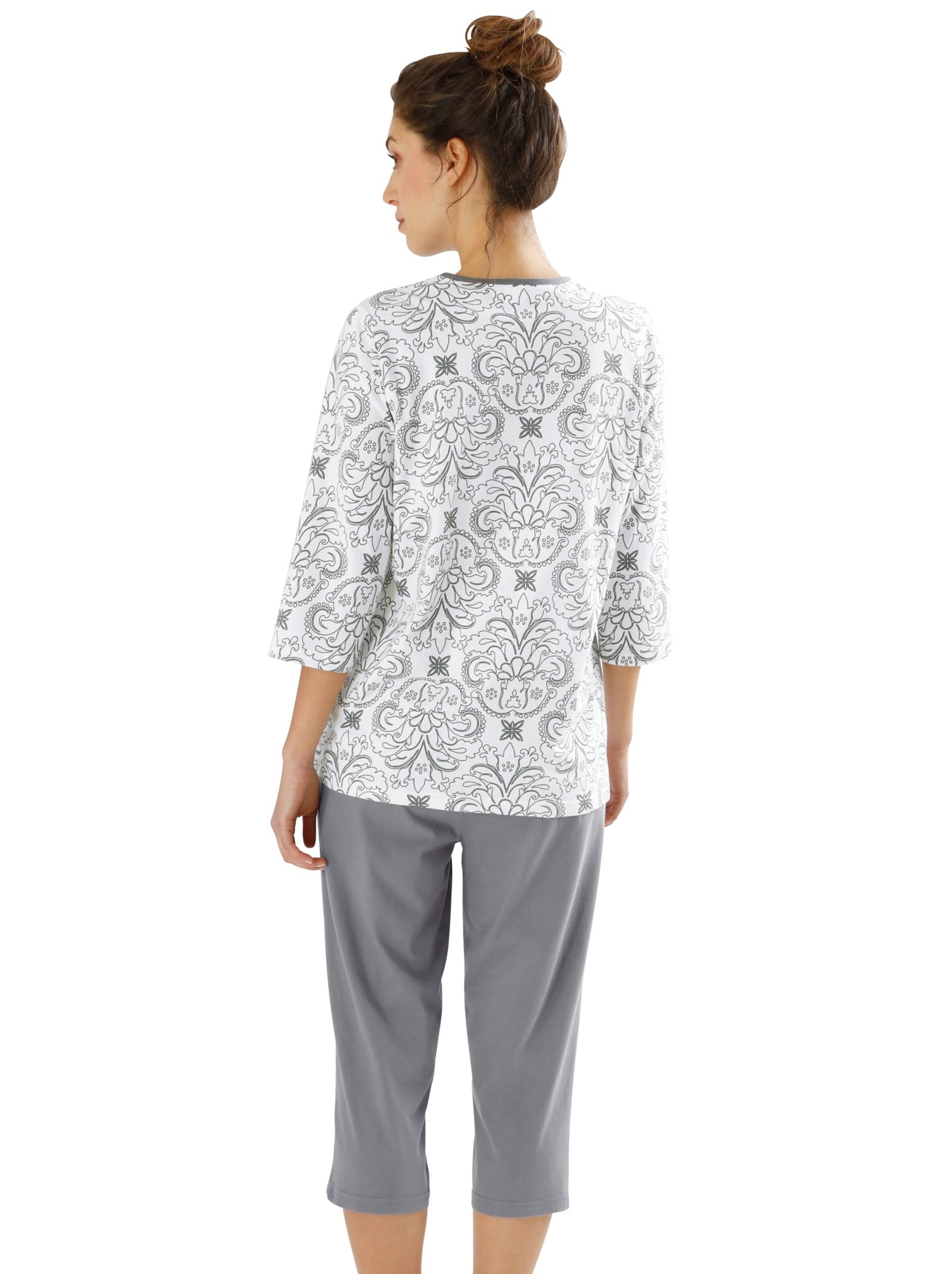 Capri-Schlafanzug - hellgrau-bedruckt