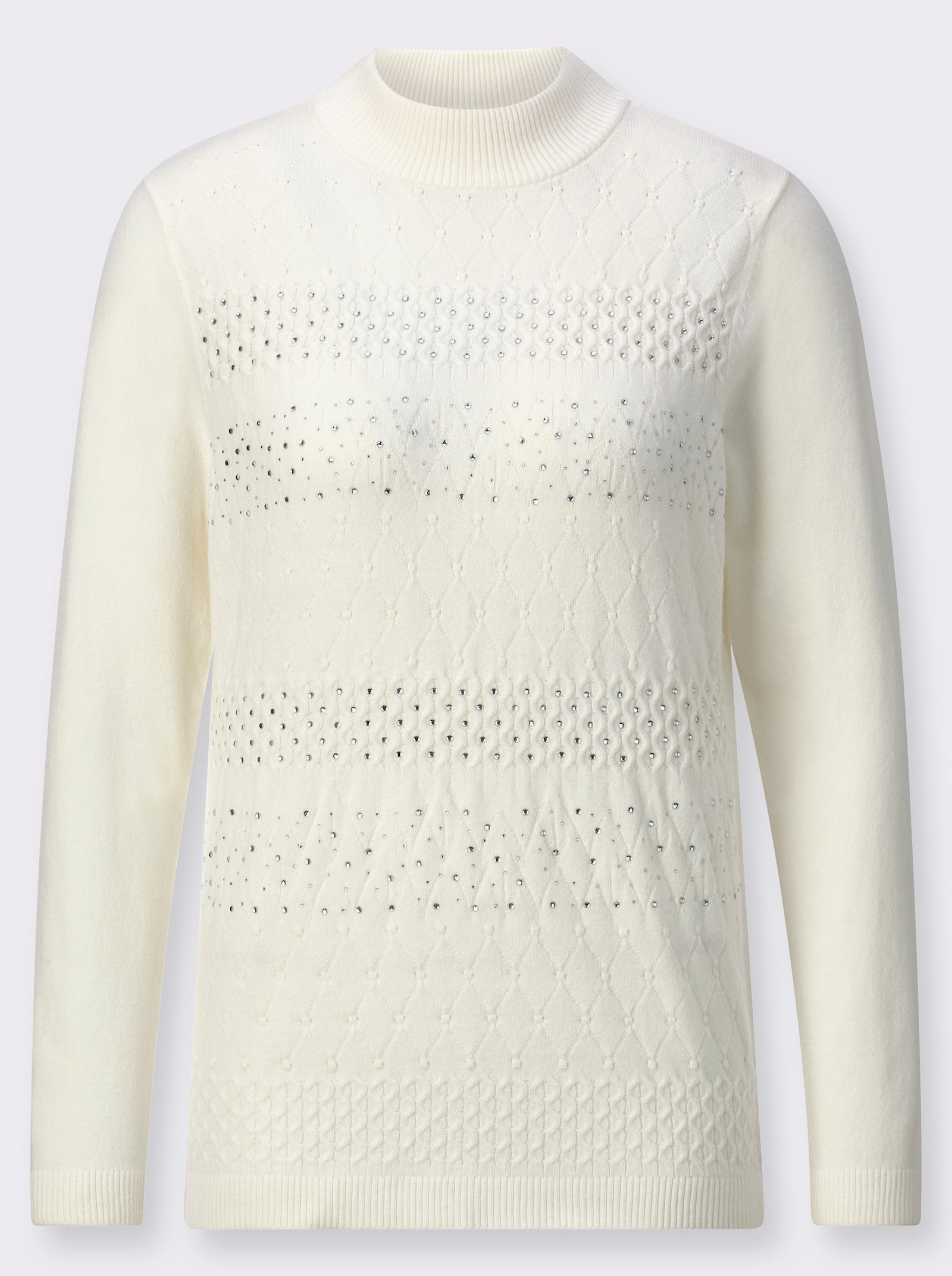 Stehkragenpullover in superweicher Qualität - ecru