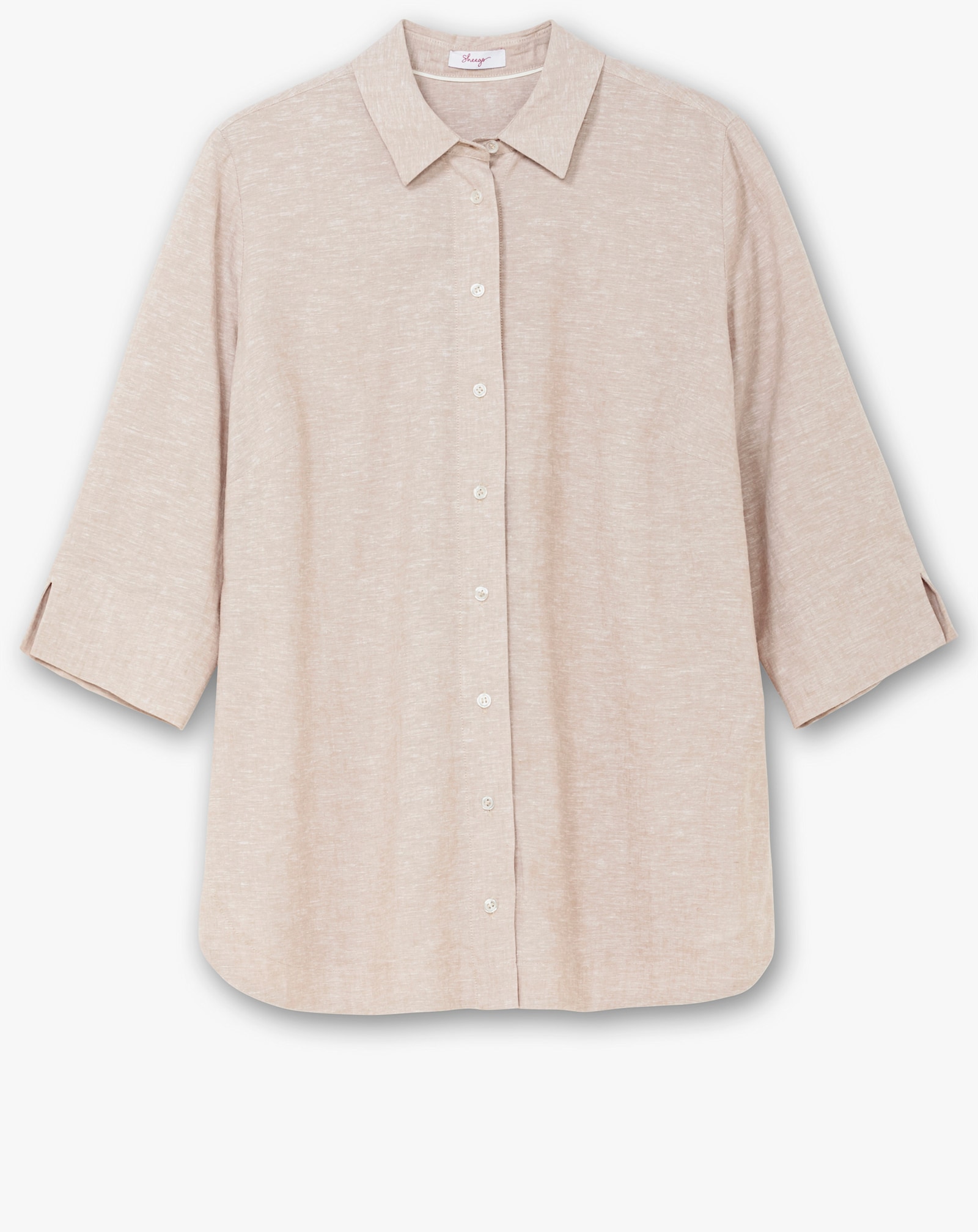 sheego Hemdbluse mit feinen Streifen, im Leinen-Mix - beige