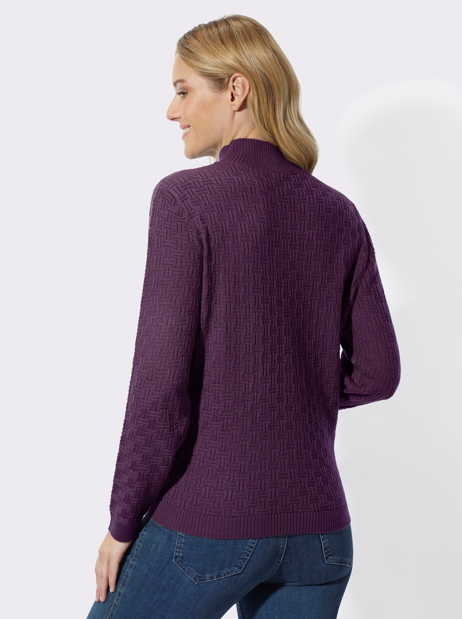 Stehkragenpullover mit Strickmuster - traube