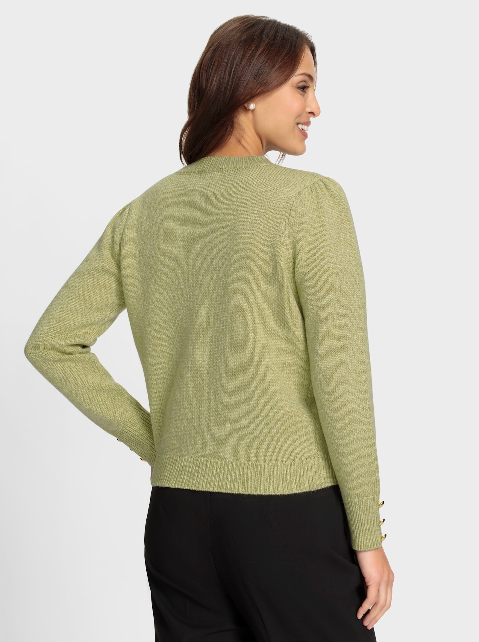 Kofta med prydnadsknappar - vass, melerad