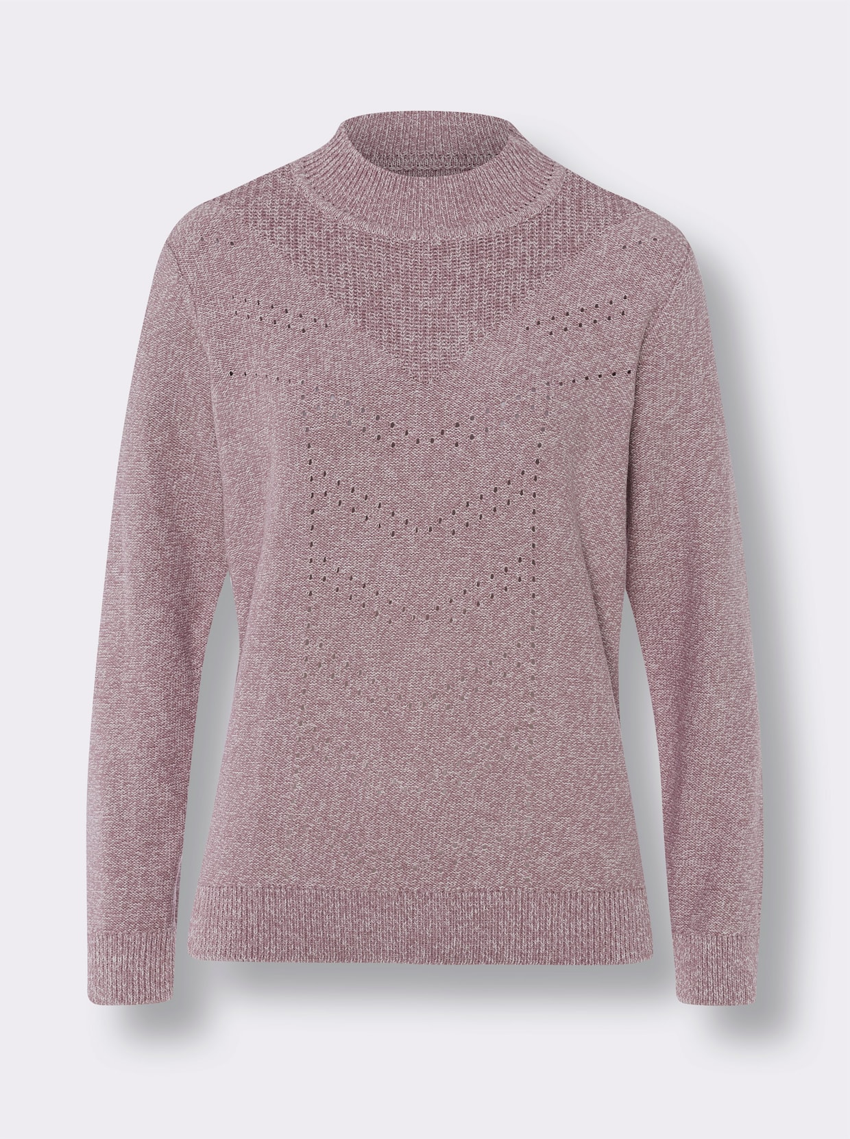 Langarm-Pullover - mauve-ecru-meliert