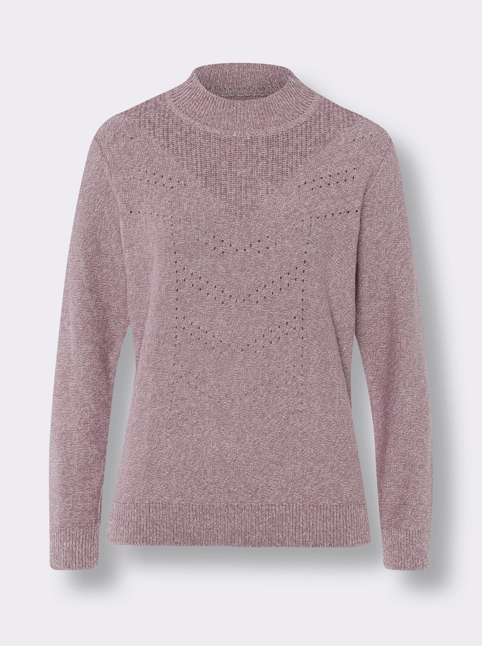 Langarm-Pullover in Melange-Optik - mauve-ecru-meliert