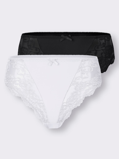 Sassa Slip mit seitlichen Einsätzen - weiß + schwarz