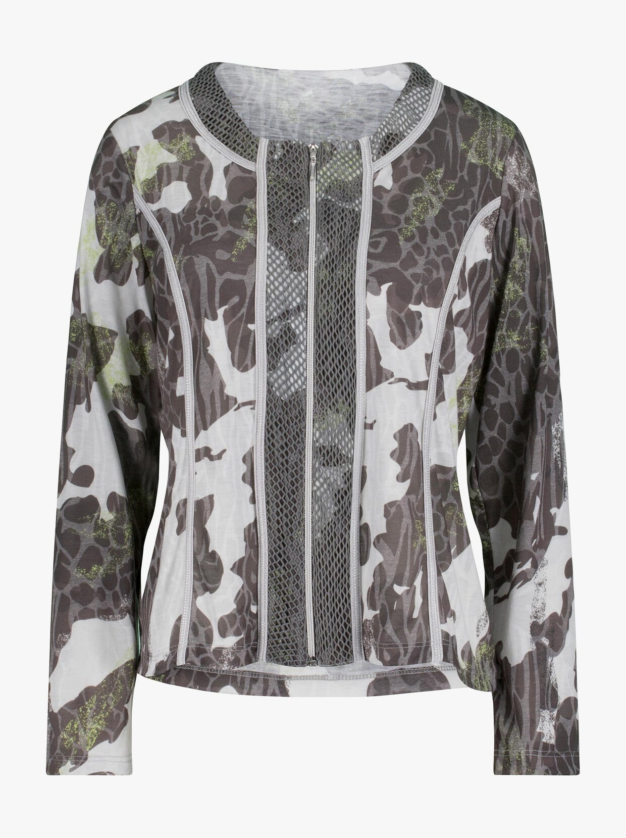Shirtjacke - hellgrau-graphit-bedruckt
