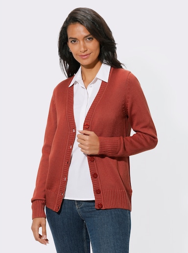 Strickjacke mit farblich abgestimmten Knöpfen - rostrot