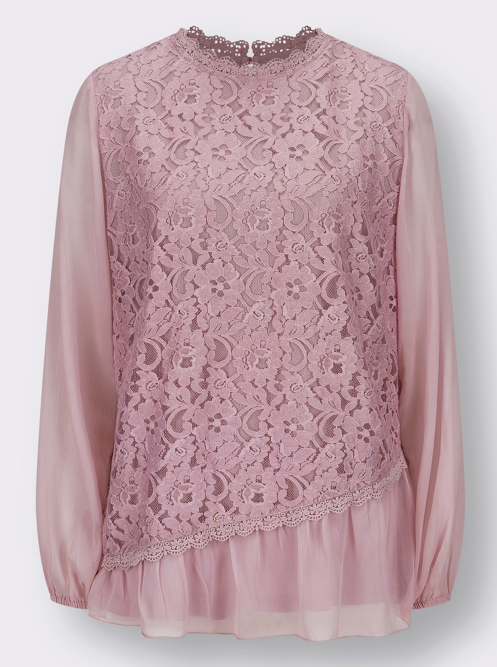 Spitzenbluse im Lagenlook - mauve