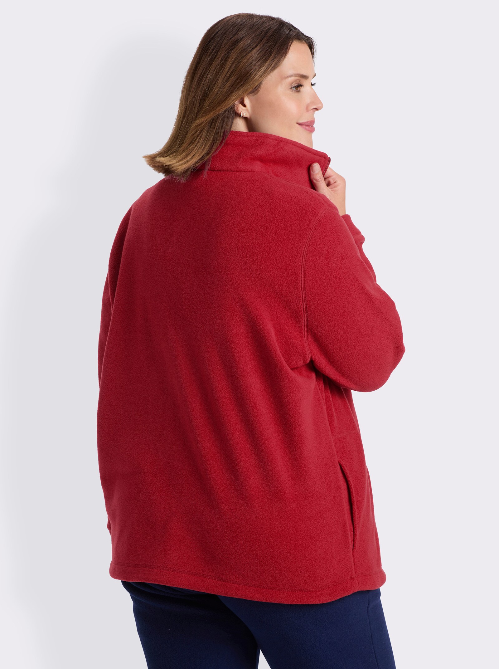 Fleecejacke Kordeldurchzug am Saum - dunkelrot