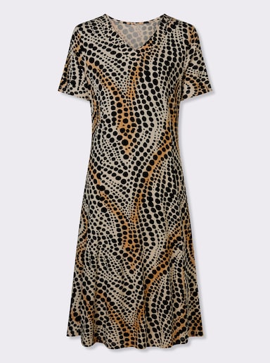  Jerseykleid im Punkte-Dessin - elfenbein-schwarz-bedruckt